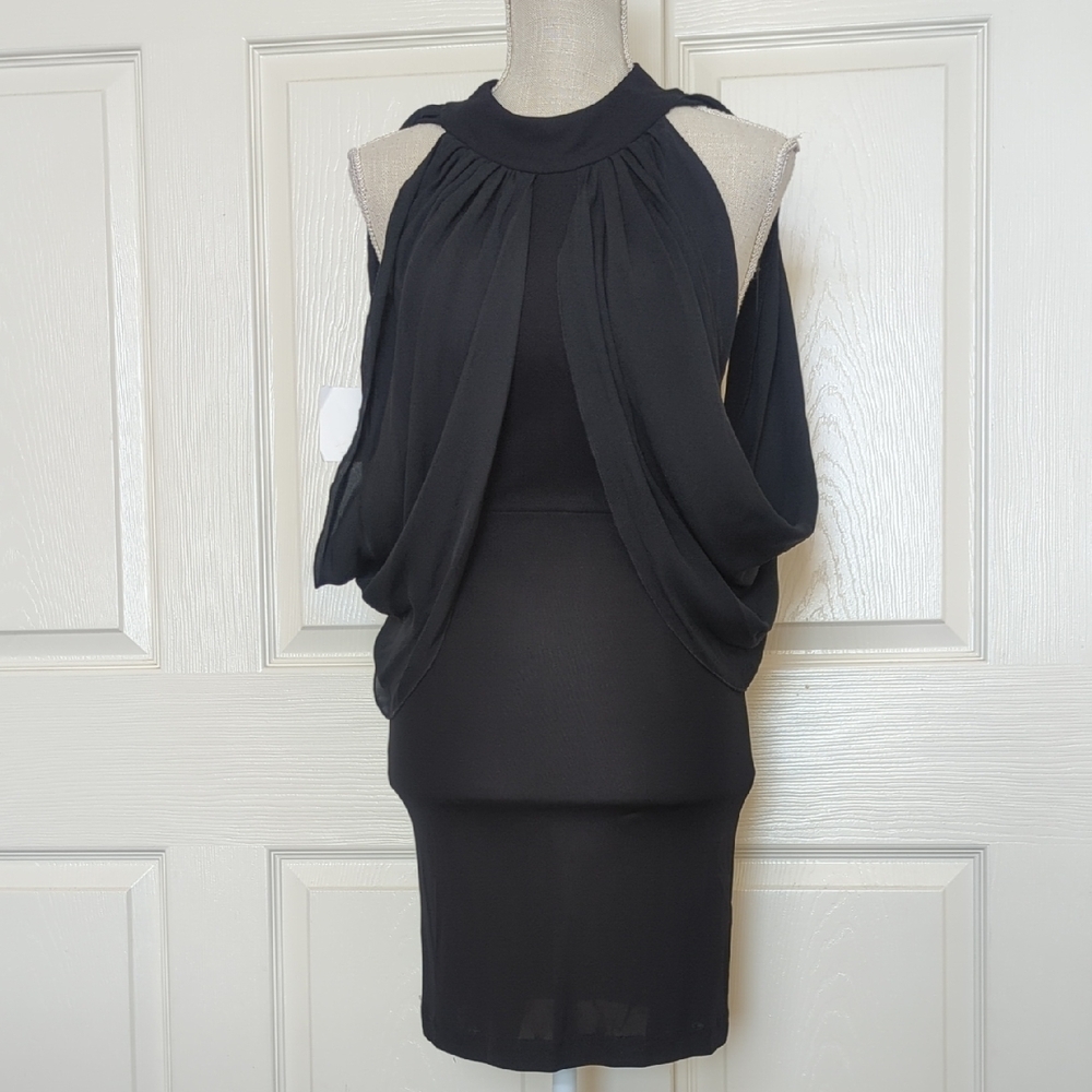 Alice + Olivia Black Sleeveless Halter Black Dress